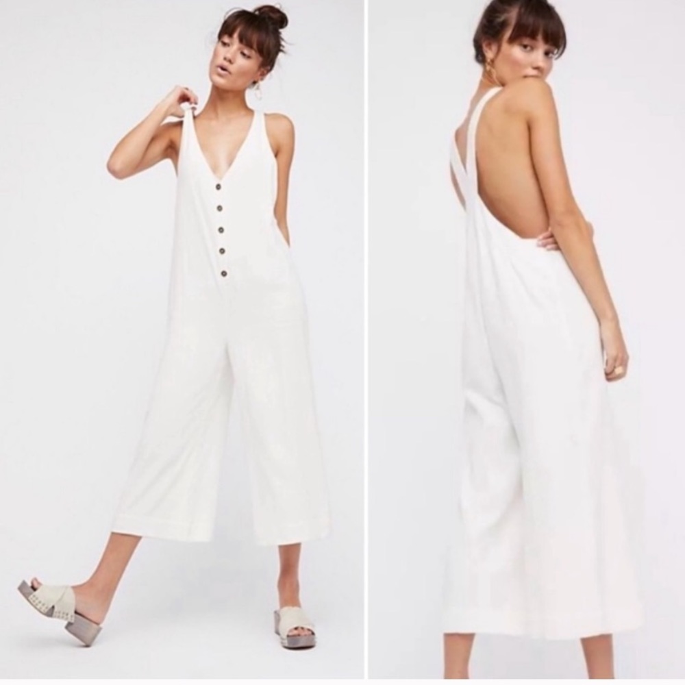 Free People On the Run Wide Leg Cotton Jumpsuit